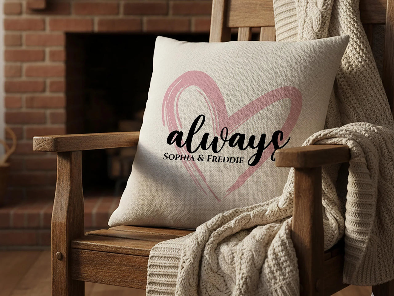 Personalised Heart Cushion – Romantic Gift Cushion with Custom Names & Hidden Zip