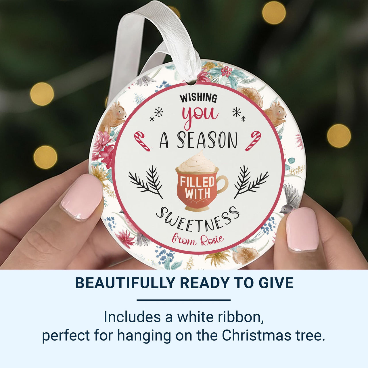 Hot Cocoa Ornament - Sweet Holiday Keepsake with Message for Family & Friends