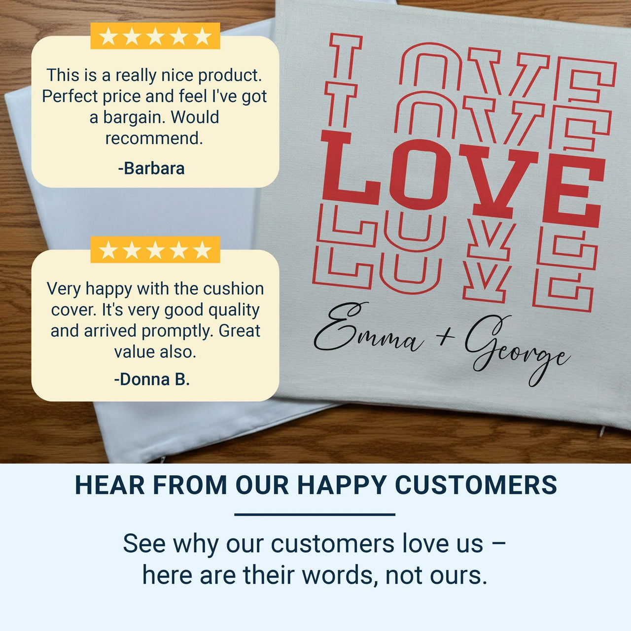 Personalised Love Cushion – Red Typography Pillow | Custom Name Keepsake Gift DENMARY