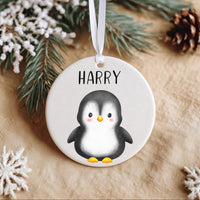 Penguin Xmas Ornament - Cute Kids Keepsake with Name for Family Tree & Stocking Filler