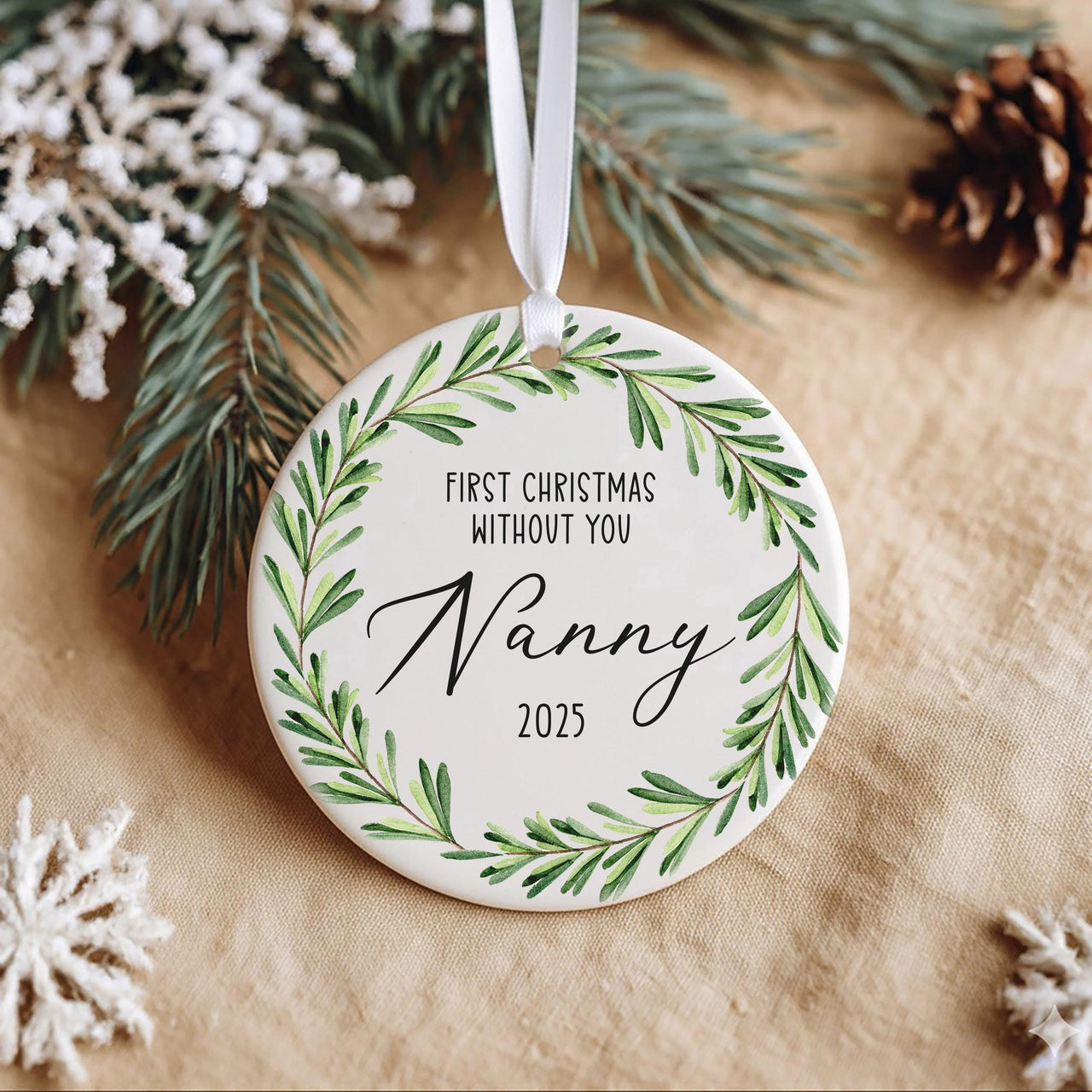 Memorial Christmas Ornament 2025 - First Without You Keepsake with Leaf Wreath