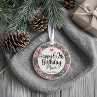 60th Birthday Ornament - Floral Keepsake with Name for Milestone Celebration