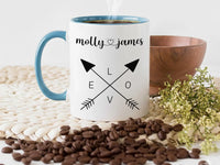 Personalised Couple Mug – Custom Love Arrows Ceramic Coffee Cup | Romantic Wedding Gift