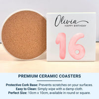 16th Birthday Personalised Mug – Script Name with Watercolour Number – Sweet Sixteen Milestone Keepsake and Party Morning Gift