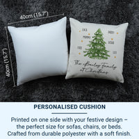 Personalised Family Christmas Tree Cushion - Festive Holiday Keepsake with All Your Names