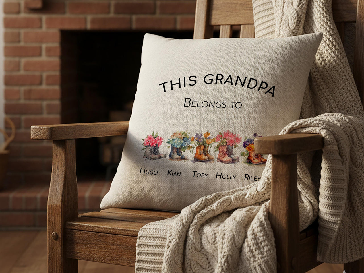 Personalised Grandpa Cushion - Fun Family Keepsake with Grandchildren's Names