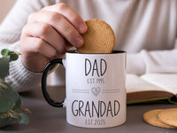 Dad to Grandad EST. Dates Mug - Personalised Year with Heart Icon - Promoted to Grandad Pregnancy Reveal and New Grandad Gift