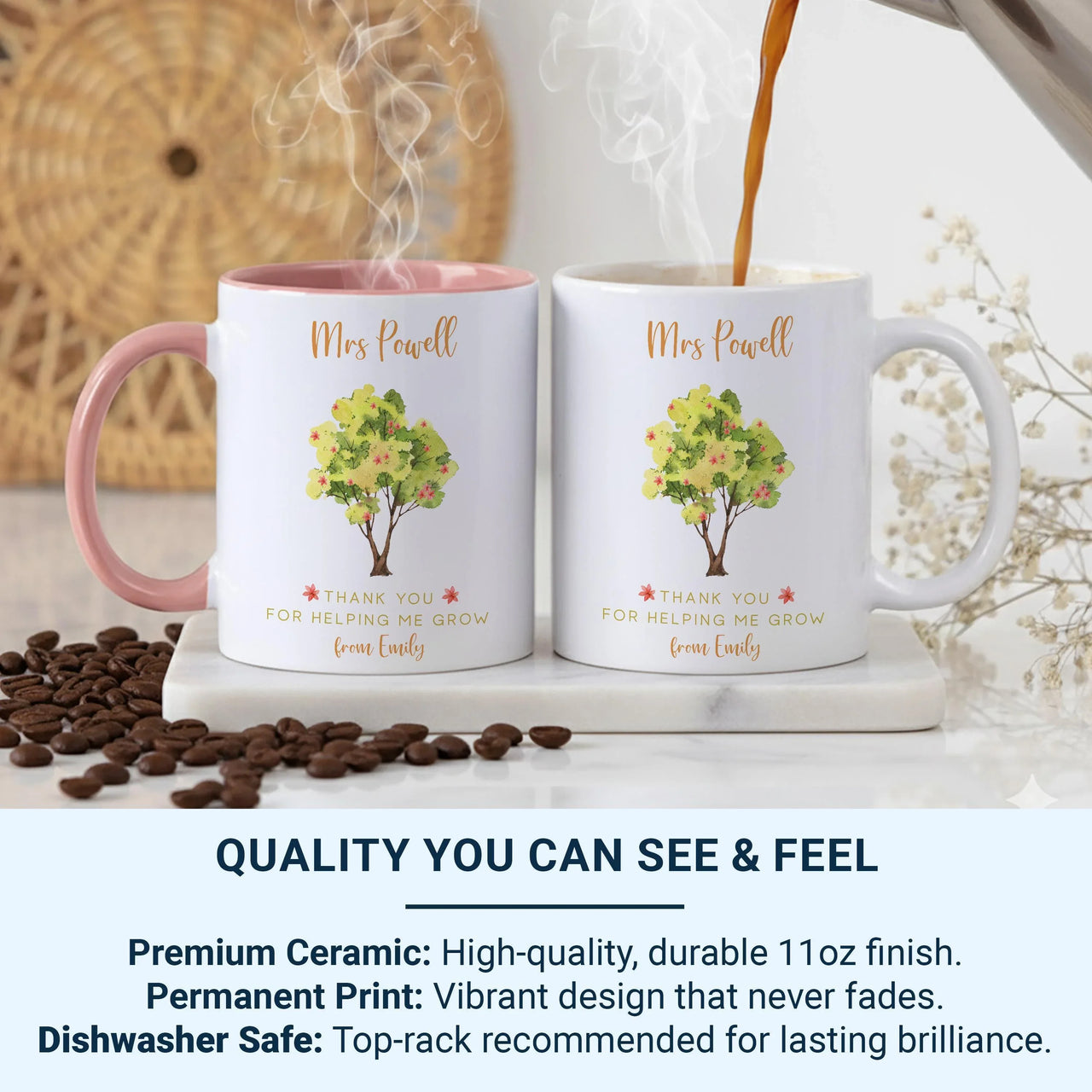 Personalised Teacher Mug – Thank You Gift With Custom Name & End of Term Note