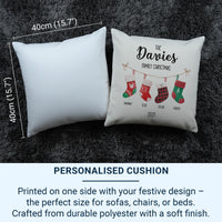 Personalised Family Christmas Stockings Cushion - Festive Keepsake with Names & Year