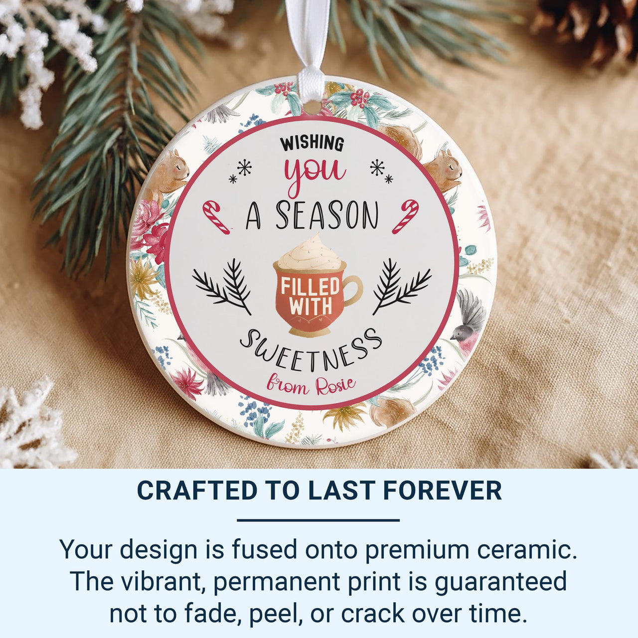 Hot Cocoa Ornament - Sweet Holiday Keepsake with Message for Family & Friends