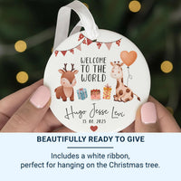 Welcome Baby Ornament - Newborn Keepsake with Giraffe for Nursery & Christening