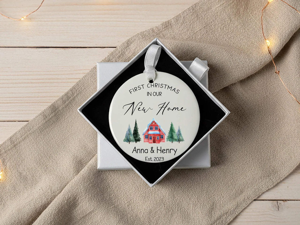 Personalised First Christmas Ornament in New Home - Ceramic Keepsake - Housewarming Gift - New House Xmas Decoration - Gift for Newlyweds