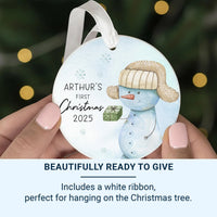 Snowman Baby Ornament - First Christmas Keepsake with Name and Year for Boys & Girls