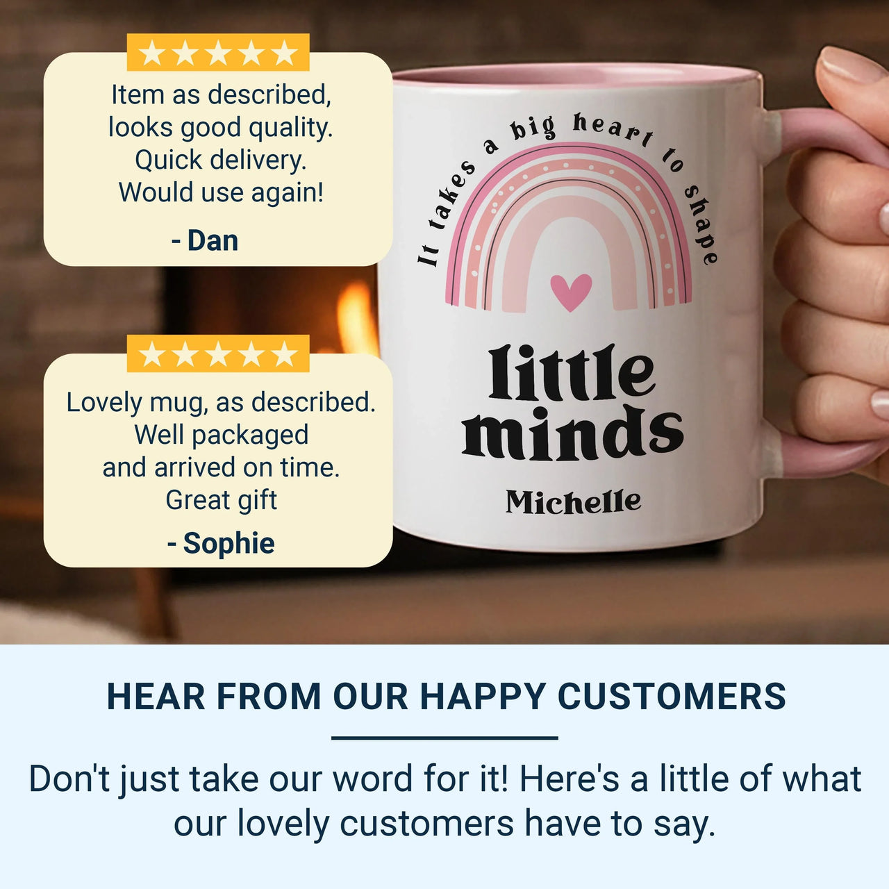 Personalised Teacher Mug - Big Heart Little Minds | Rainbow Heart Design Gift