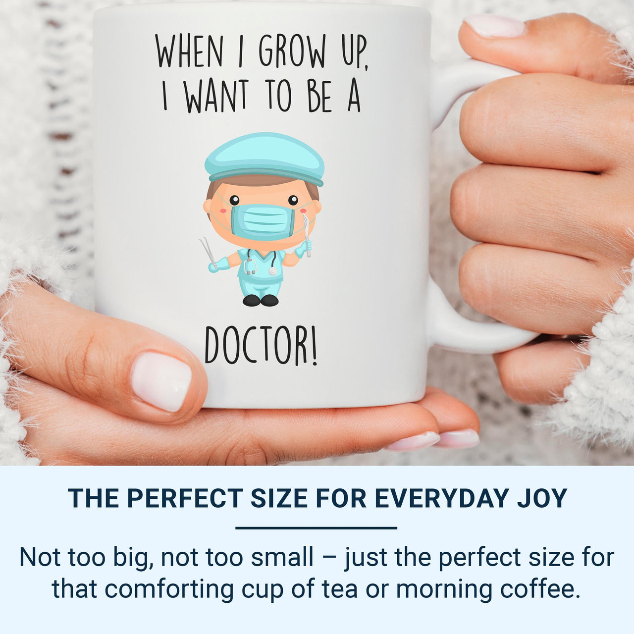 When I Grow Up I Want to Be a Doctor Mug – Kids Future Doctor Gift – Cute Scrubs Illustration for Big Dreams