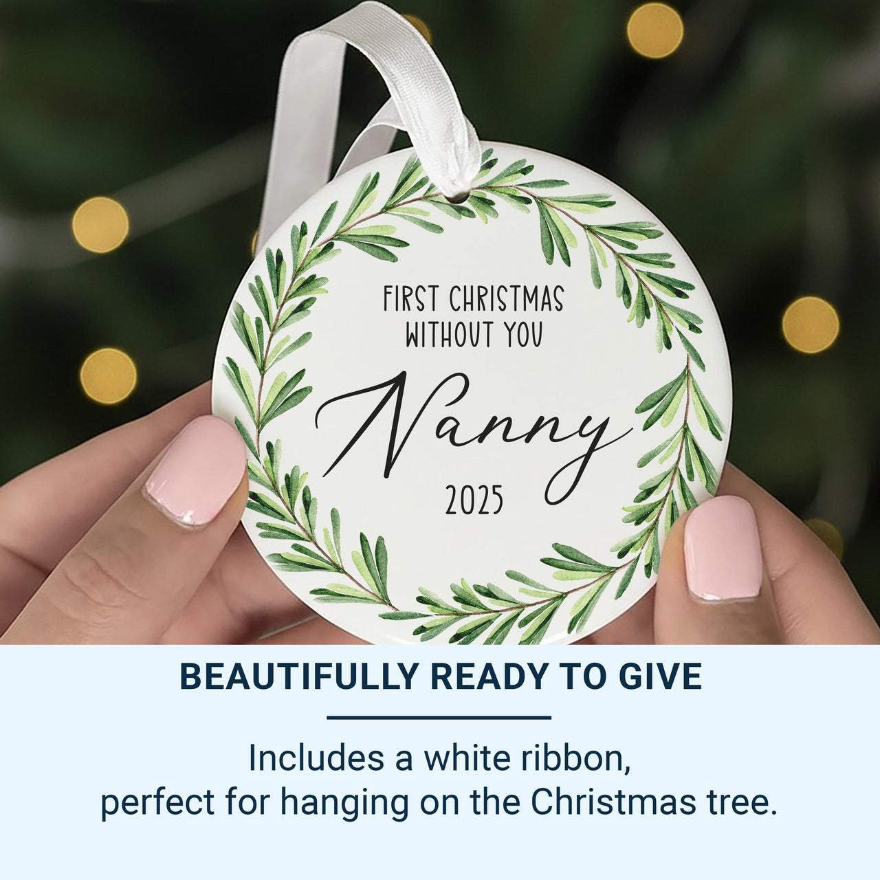 Memorial Christmas Ornament 2025 - First Without You Keepsake with Leaf Wreath