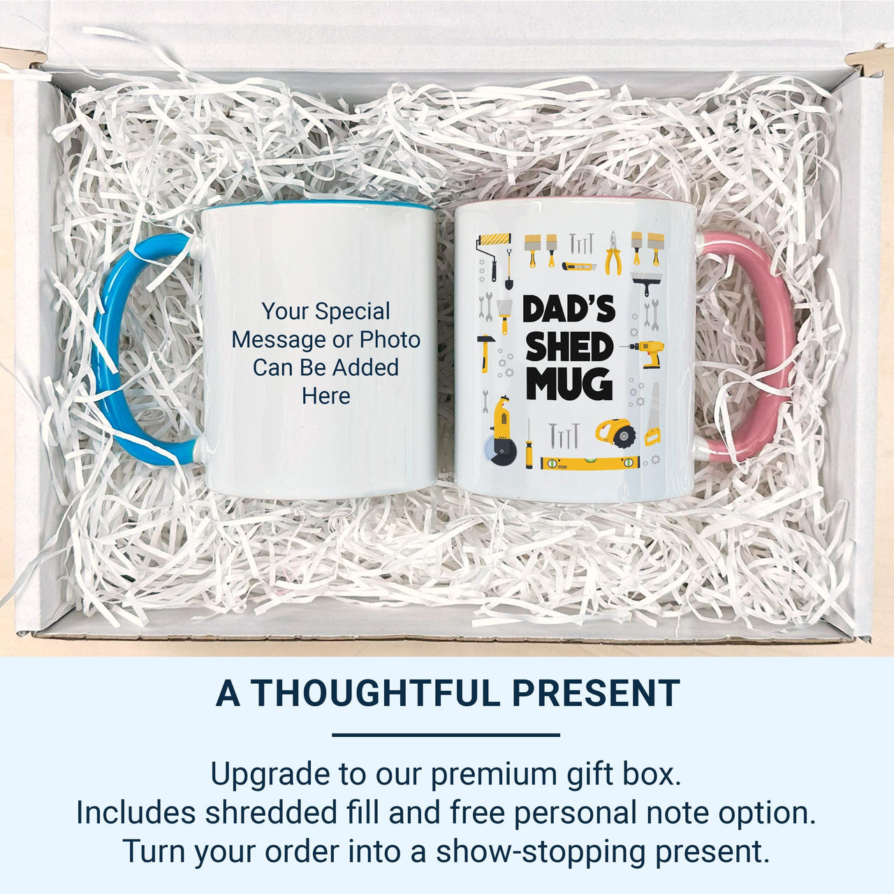 Dad’s Shed Mug - Personalised Tools and Workshop Graphic - Father’s Day, DIY Dad Birthday and Christmas Gift for the Handyman