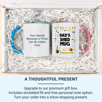 Dad’s Shed Mug - Personalised Tools and Workshop Graphic - Father’s Day, DIY Dad Birthday and Christmas Gift for the Handyman