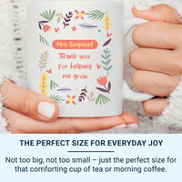 Personalised Teacher Mug – Floral Thank You Teacher Appreciation Gift – Custom Keepsake