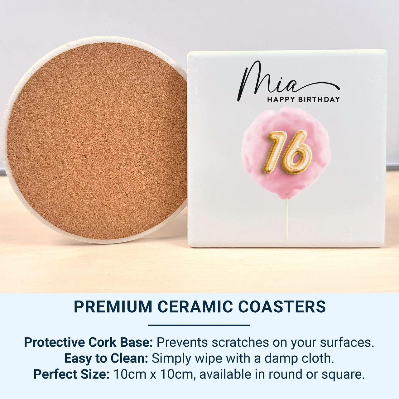 16th Birthday Mug – Personalised Cotton Candy Ceramic Cup with Balloon 16 Keepsake