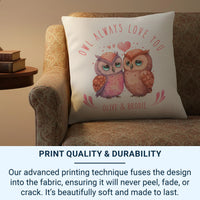 Personalised Owl Cushion – Romantic Cushion Gift With Heart Design & Custom Names