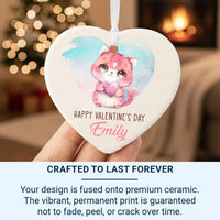 Valentine Kitten Heart Ornament - Playful Keepsake with Name for Cat Lovers DENMARY