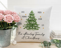 Personalised Family Christmas Tree Cushion - Festive Holiday Keepsake with All Your Names