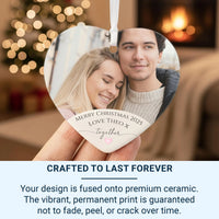 Customisable Love Heart Photo Ceramic Ornament - A Romantic Anniversary Gift for Couples