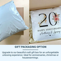 Personalised 20th Anniversary Cushion with Names - Heart Detail Milestone Keepsake for Couples