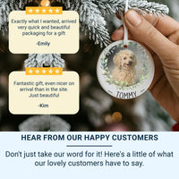 Pet Photo Ornament - Leafy Wreath Keepsake with Name for Dog or Cat Lovers DENMARY