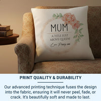 Personalised Mum Cushion – Floral Design Pillow | Soft Touch Linen Cover Gift