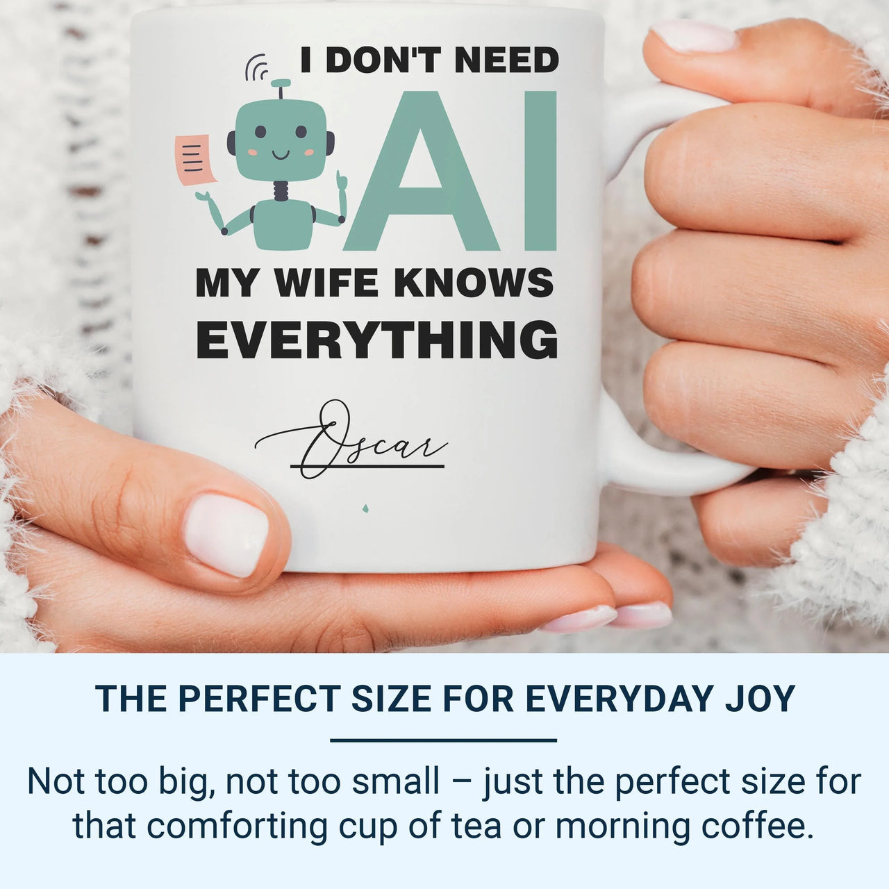 Funny Husband Mug – Personalised Name Robot Graphic Ceramic Coffee Cup Gift