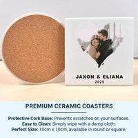 Personalised Couple Mug – Custom Photo Heart Frame with Names and Year – Anniversary Gift