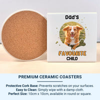 Dad’s Favourite Child Dog Mug – Personalised Pet Photo and Bone Icon – Father’s Day Dog Dad, Birthday and Pet Lover Gift