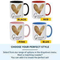 Maid of Honour Mug – Personalised Name and Wedding Date – Elegant Gold Heart Bridal Party Thank_You and Morning_of Keepsake