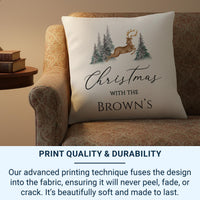 Personalised Christmas Family Cushion - Minimalist Reindeer Design - Xmas Decor - Perfect Gift for Friend - Unique Stocking Filler