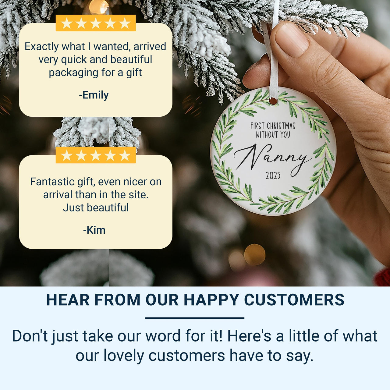 Memorial Christmas Ornament 2025 - First Without You Keepsake with Leaf Wreath