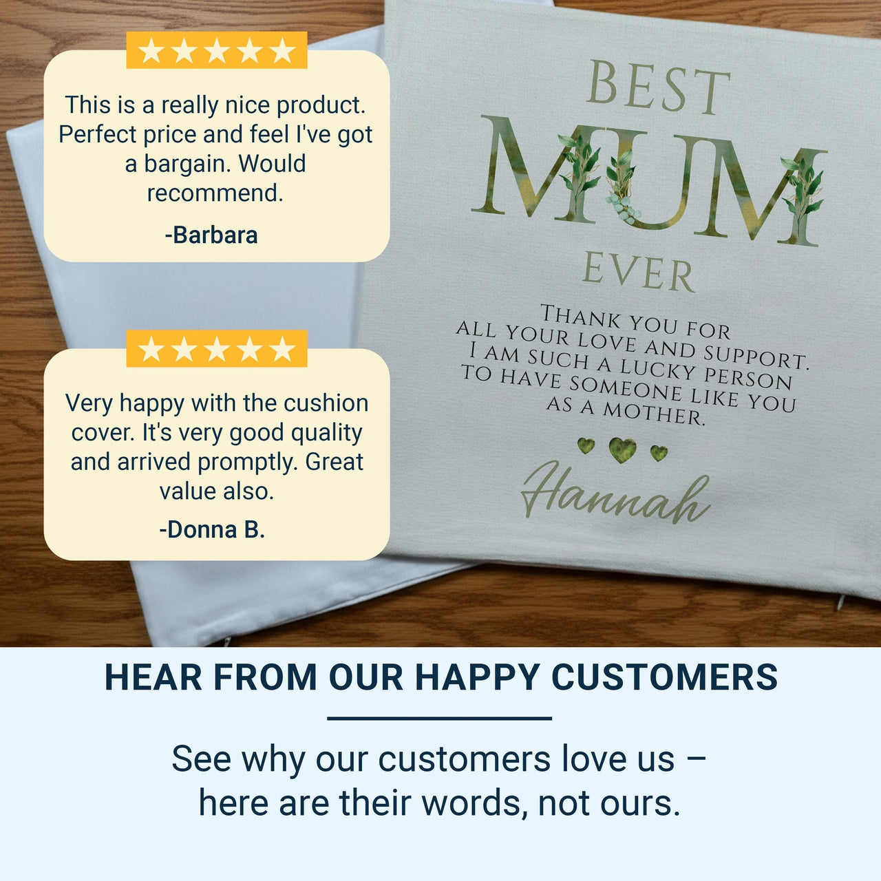 Personalised Mum Cushion – Best Mum Gift With Floral Cushion Cover & Plush Infill DENMARY