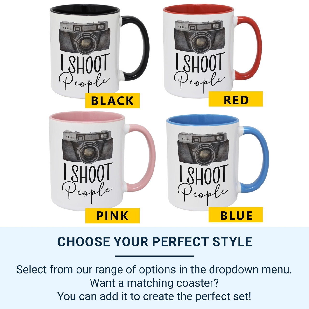 I Shoot People Mug – Gift for Photographers | Photography Cup | Birthday or Christmas Present for Togs | Fun Mug for Him & Her
