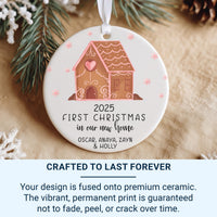 New Home Christmas Ornament 2025 - Gingerbread House with Family Names