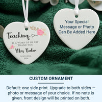 Teacher Heart Ornament 2026 - Floral Thank You Keepsake with Name & Message