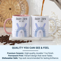 New Daddy Mug – Personalised Name and EST. 2025 – Cute Character Design for Baby Shower and First Father’s Day
