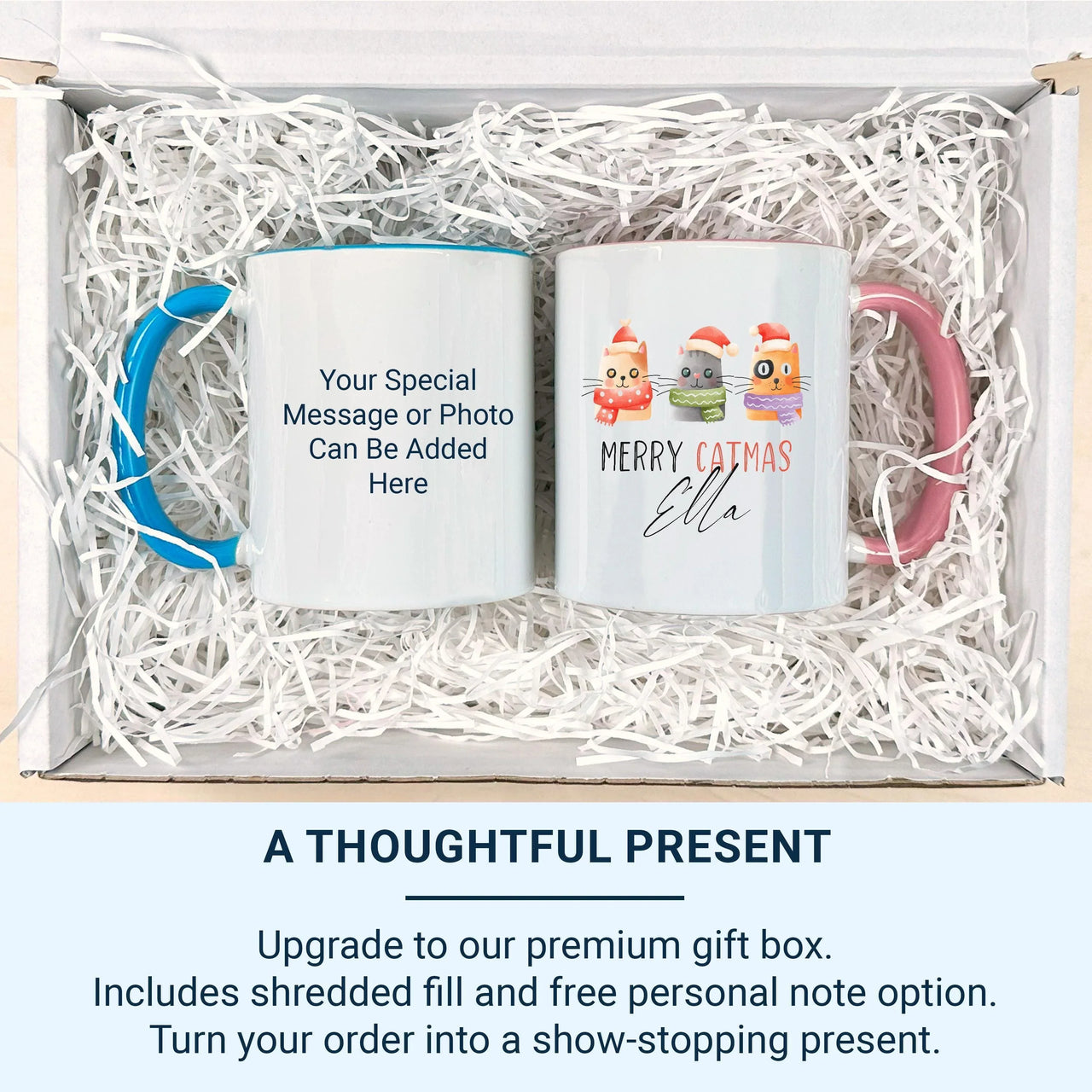 Personalised Cat Mug – Ceramic Coffee Mug with Festive Cats | Cat Owner Gift