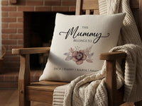 Personalised Mummy Cushion - Sentimental Family Keepsake with Floral Design & Children's Names