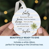 Motivational Ornament - Clover Keepsake with Quote for Encouragement & Friendship