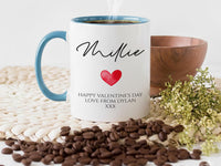 Personalised Valentine’s Mug – Custom Names, Heart Motif and Message – Romantic Gift for Couples and Anniversaries