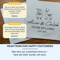 Personalised Llama Cushion – Romantic Couple Gift With Custom Name & Date
