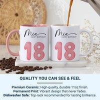 18th Birthday Balloon Mug – Personalised Name with Pink “18” – Coming_of_Age Party Morning and Keepsake Gift