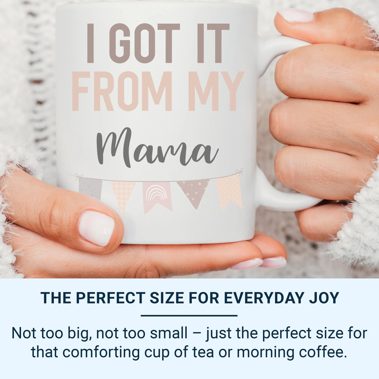 Funny Mama Mug – Bold Typography Mug with Pastel Bunting Design | Unique Mothers Day Gift