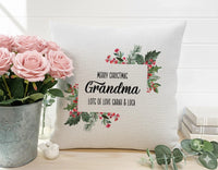 Personalised Grandma Cushion – Floral Cushion Design | Christmas Keepsake Pillow Gift
